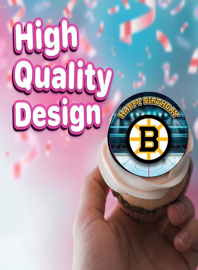 NATURAL BEHAVIOUR 30 x Edible Cupcake Toppers – Boston Hockey Team Themed Collection of Edible Cake Decorations | Uncut Edible on Wafer Sheet - Image 3
