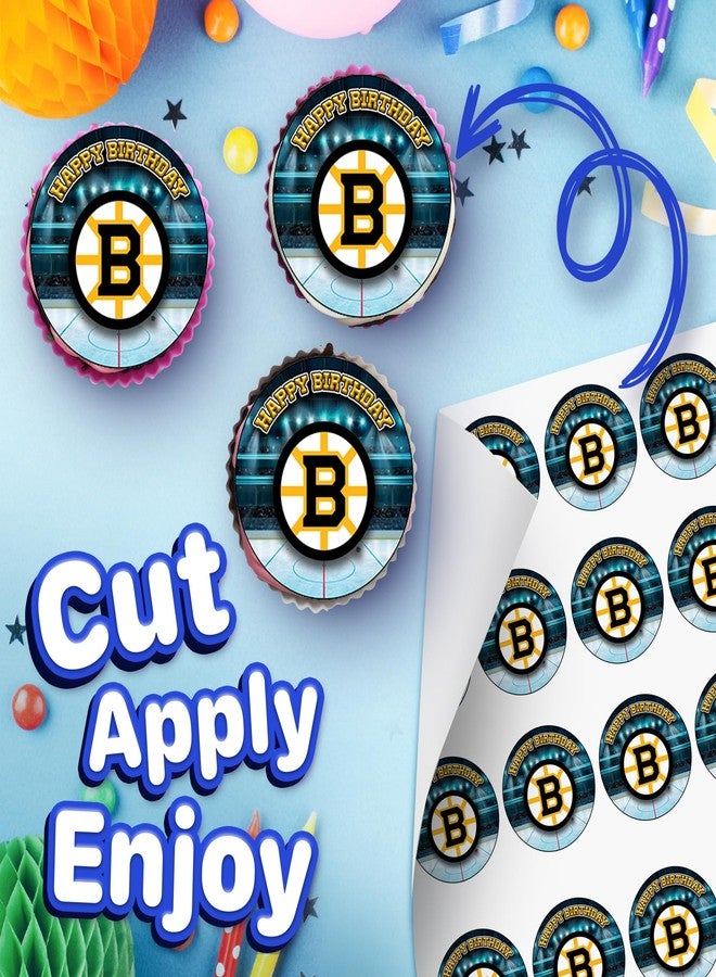NATURAL BEHAVIOUR 30 x Edible Cupcake Toppers – Boston Hockey Team Themed Collection of Edible Cake Decorations | Uncut Edible on Wafer Sheet - Image 2