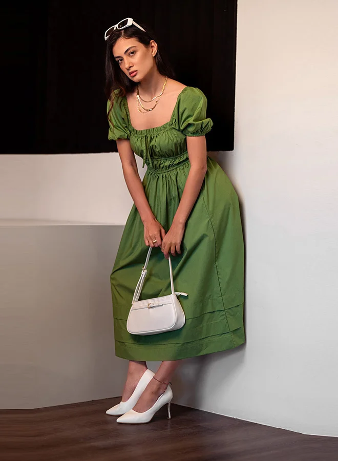 Virgio VIRGIO 100% Cotton Waist Gathered Dress