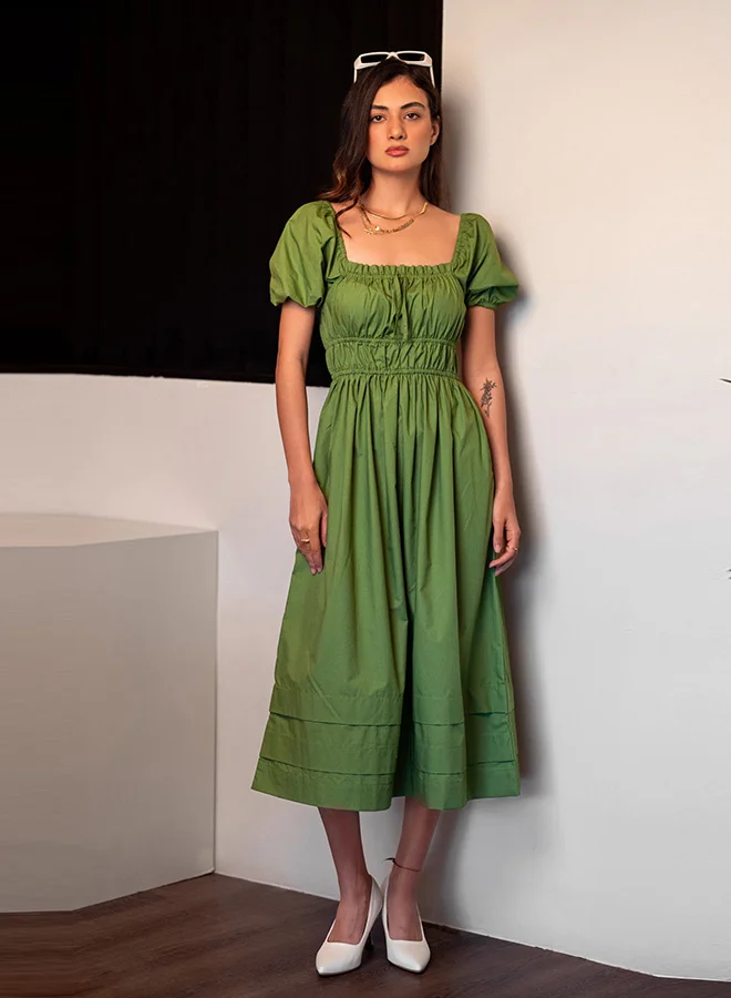 Virgio VIRGIO 100% Cotton Waist Gathered Dress