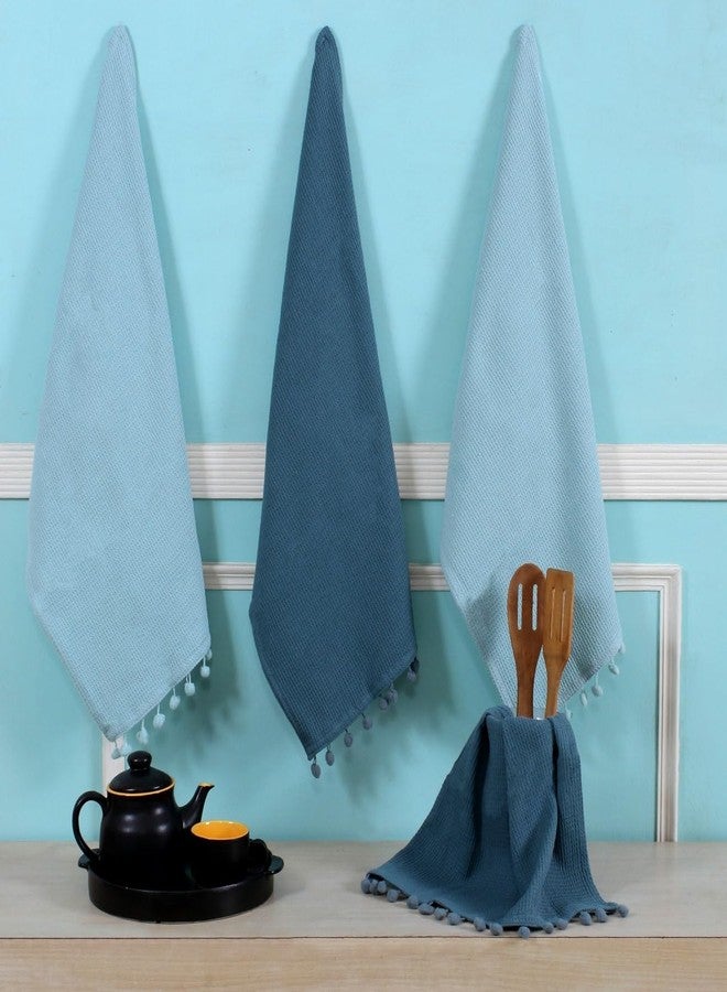ACCENTHOME 100% Cotton Waffle Weave Kitchen Towel Set of 4 Super Soft Absorbent Tea Towels | Durable Cleaning Dish Cloths Perfect for Mess & Quick Drying Dishes Rags 18x26 inches in Teal Color - Image 3