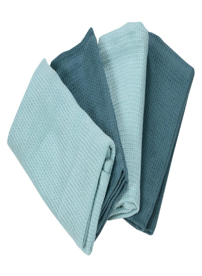 ACCENTHOME 100% Cotton Waffle Weave Kitchen Towel Set of 4 Super Soft Absorbent Tea Towels | Durable Cleaning Dish Cloths Perfect for Mess & Quick Drying Dishes Rags 18x26 inches in Teal Color - Image 4