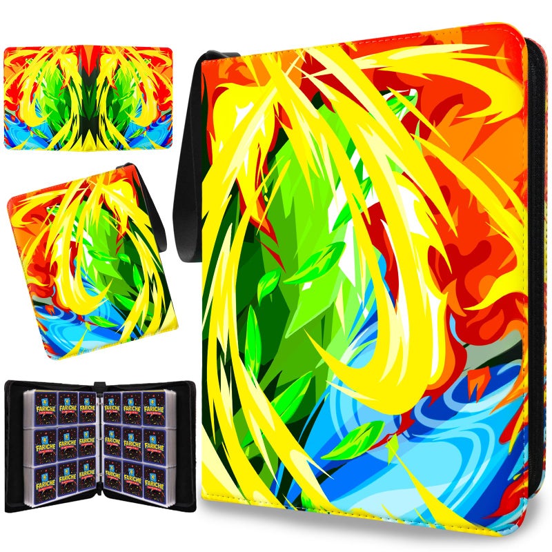 FARICHE Trading Card Binder for TCG Cards, 9-Pocket Portable Card Collector Ablum Holder Book Fits 900 Cards with 50 Removable Sleeve, Waterproof Card Binder Display Storage Carrying Cases for TCG-Storm - Image 1