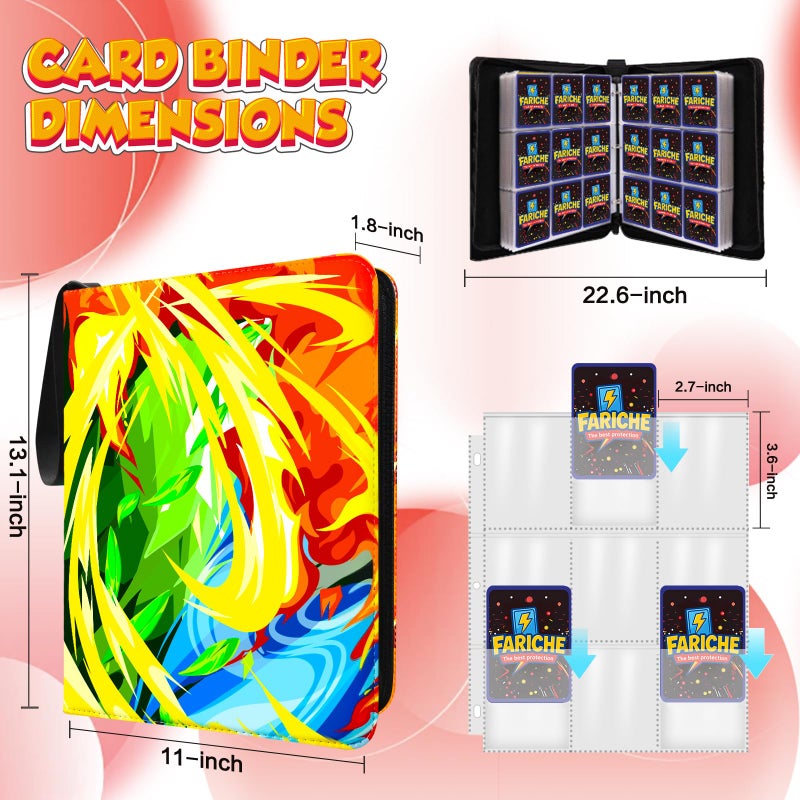 FARICHE Trading Card Binder for TCG Cards, 9-Pocket Portable Card Collector Ablum Holder Book Fits 900 Cards with 50 Removable Sleeve, Waterproof Card Binder Display Storage Carrying Cases for TCG-Storm - Image 3