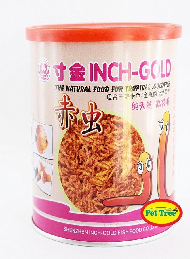 Inch Gold All Life Stages Pettree Pellet Aquarium Fish Tank Blood Worms Gold Natural Fish Food Tin Pack, 55 G - Image 1