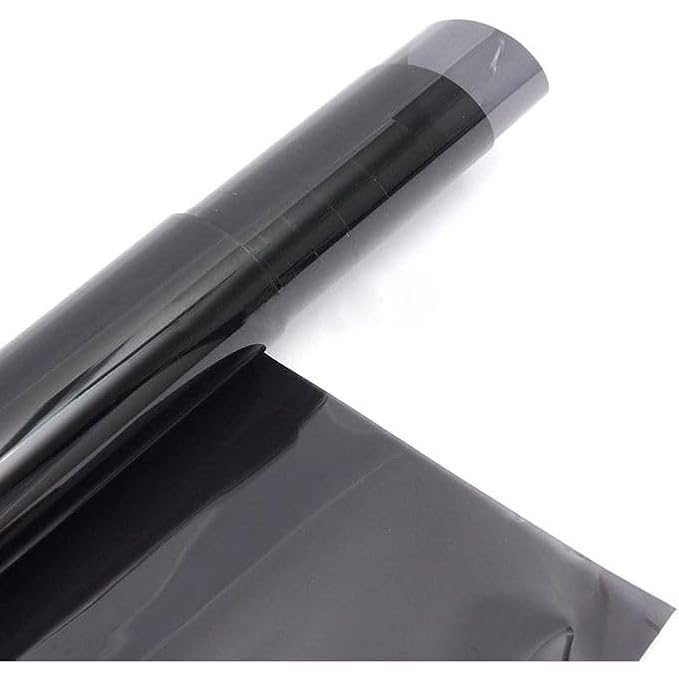 sia SIA VENDORS Privacy Film Window Tint One Way Window Film Static Cling Door Film UV Removable for Home OfficeBathroom 50x254cm Black Tint - Image 1