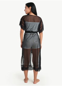 Carina Organza Dotted Robe with Lace  - Image 3