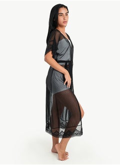 Carina Organza Dotted Robe with Lace  - Image 2