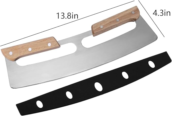 GNOLY Multi Purpose Pizza Cutter Knife Pizza Slicer Double Handle Stainless Steel Knife Blade Chopper with Protective Cover for Pie Pizza - Image 3