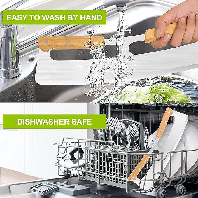 GNOLY Multi Purpose Pizza Cutter Knife Pizza Slicer Double Handle Stainless Steel Knife Blade Chopper with Protective Cover for Pie Pizza - Image 4