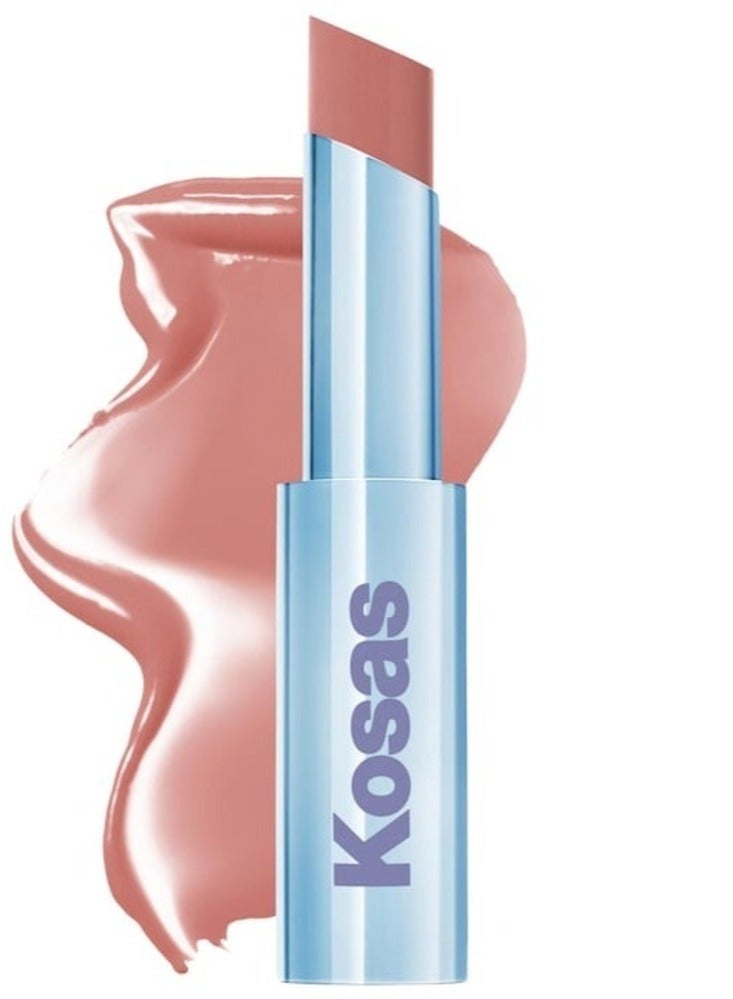 Kosas Wet Stick Moisturizing Shiny Sheer Lipstick with Ceramides Hot Beach - Warm Rosy Beige 3g - Image 1