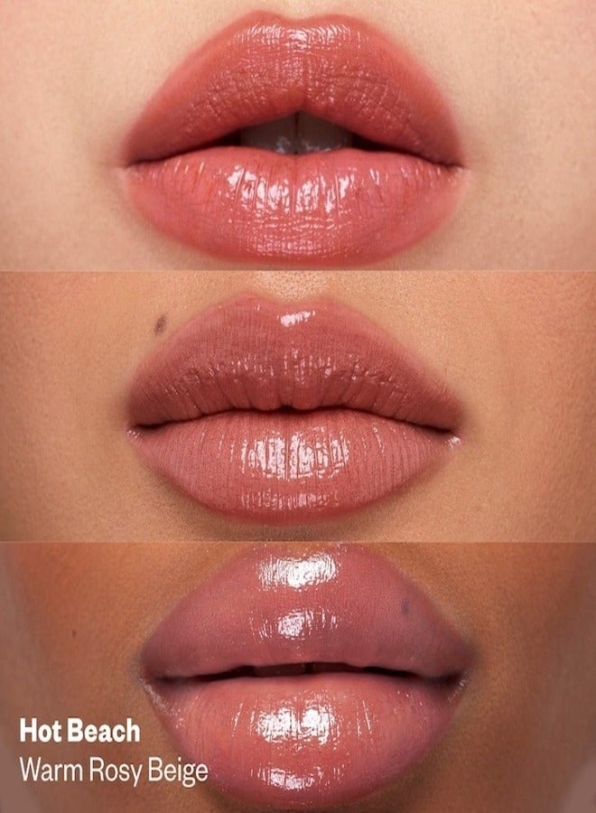 Kosas Wet Stick Moisturizing Shiny Sheer Lipstick with Ceramides Hot Beach - Warm Rosy Beige 3g - Image 3