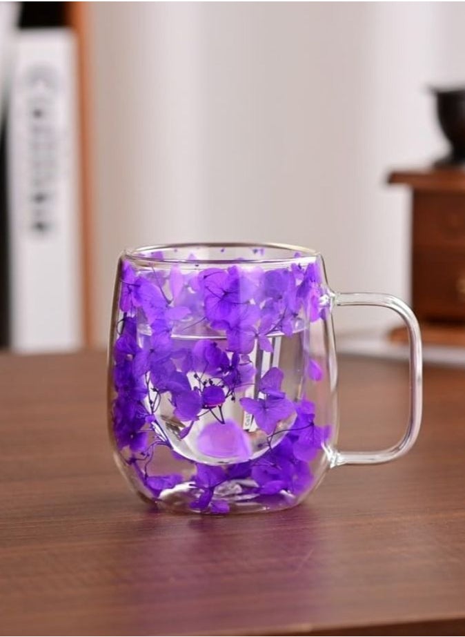 Borosilicate Double Wall dried Flower design Coffee Cup 250 ML 2 PCS Set Decorated with an Immortal Flower, (Pink & Purple) - pzsku/Z4284A722243BACCF1B4AZ/45/_/1734004360/2916f3db-88f8-40e0-b27c-109032ce6183