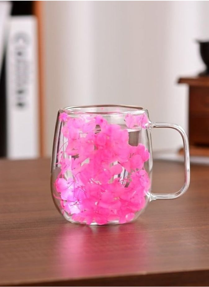 Borosilicate Double Wall dried Flower design Coffee Cup 250 ML 2 PCS Set Decorated with an Immortal Flower, (Pink & Purple) - pzsku/Z4284A722243BACCF1B4AZ/45/_/1734004370/171a5fba-bbfc-4d8b-88ab-2f4bd59c192a