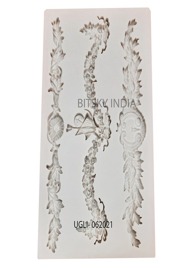 BITSKY INDIA Model-UGLI-062021 Sanon Decor Medallion Silicone Mold DIY Baroque Scroll Cake Border Silicone Molds, European Frame Cake Decorating Tools - Image 1