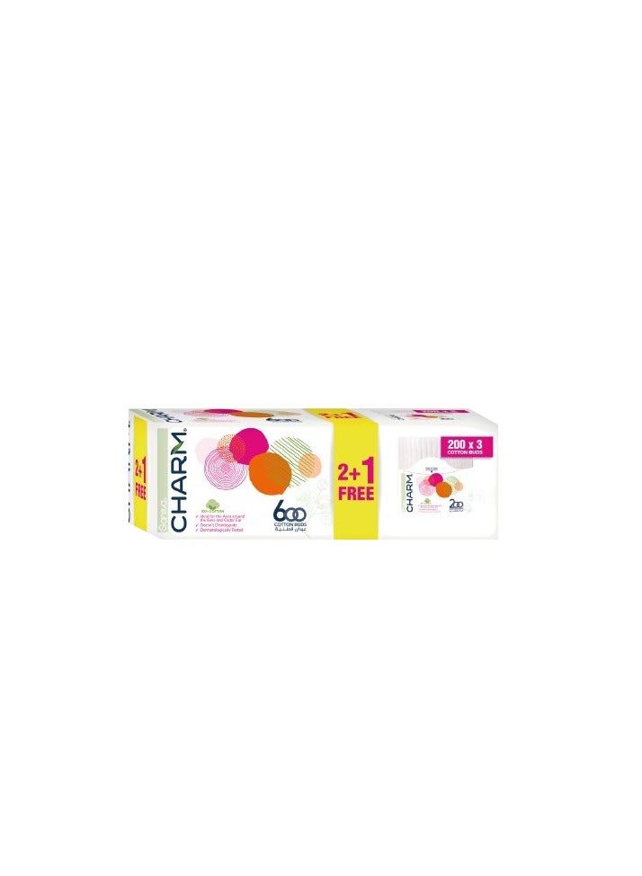 Sanita Cotton Swabs, 200 Buds 2+1 Packs