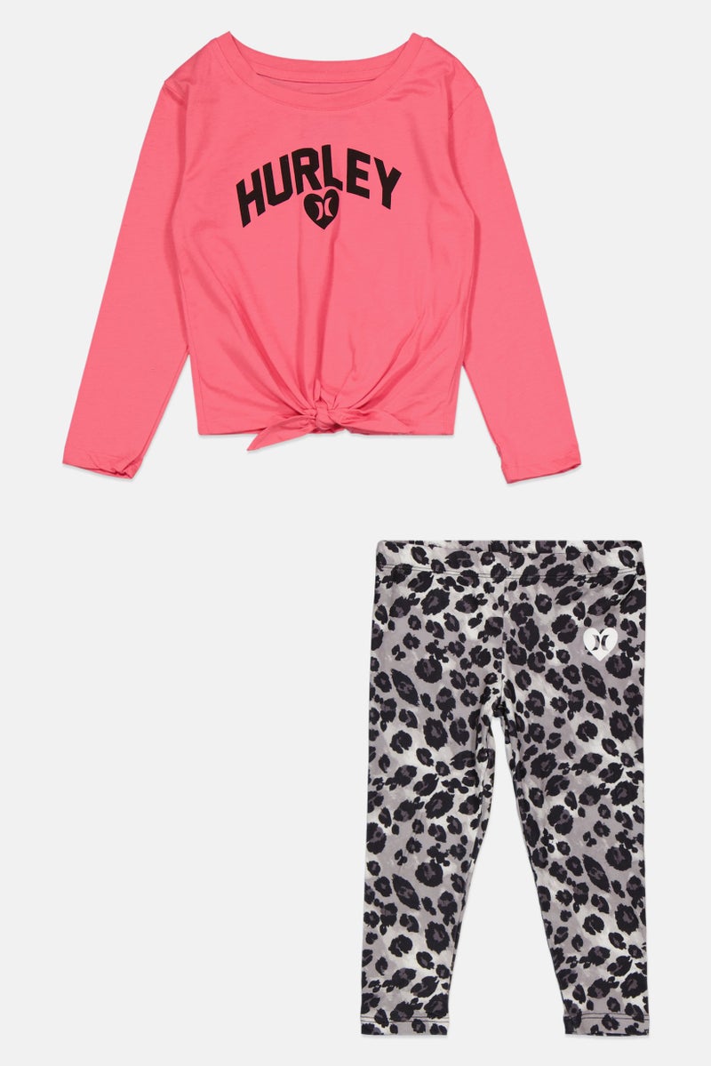 Hurley Kids Girl 2 Piece Brand Logo Top And Bottom Set, Multicolor - Image 1