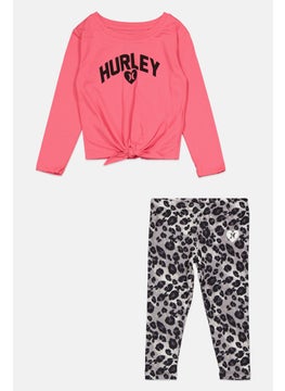 Hurley Kids Girl 2 Piece Brand Logo Top And Bottom Set, Multicolor  - Image 1