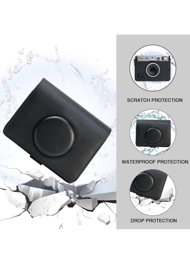 Y&D Case for Fuji Mini EVO ,Camera Compatible Camera with Adjustable Shoulder Strap in Black Lychee Texture Horizontal Style - Image 3