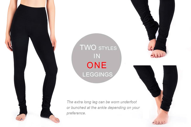 Yogipace Women's High Waisted Goddess Extra Long Yoga Over The Heel Leggings,34",Black,Size XXL - Image 4