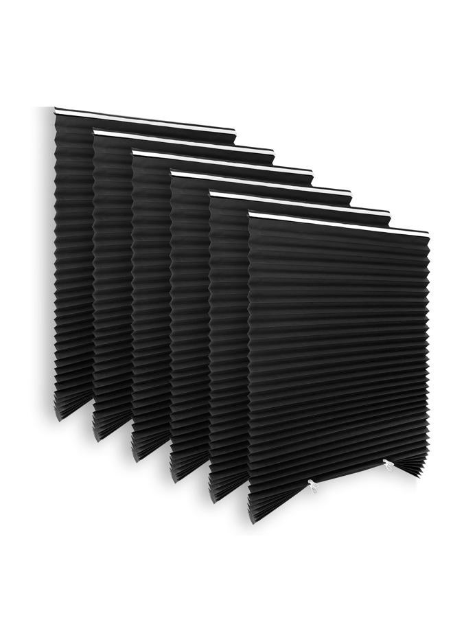 Blinhdome Blackout Paper Window Blinds 36" x 72" - 6 Pack Temporary Cordless Stick On Self-Adhesive No Drill Shades, Darkening Pleated Cover for Bedroom, Kitchen, Patio Door (Black, 100% Paper Material) - Image 1