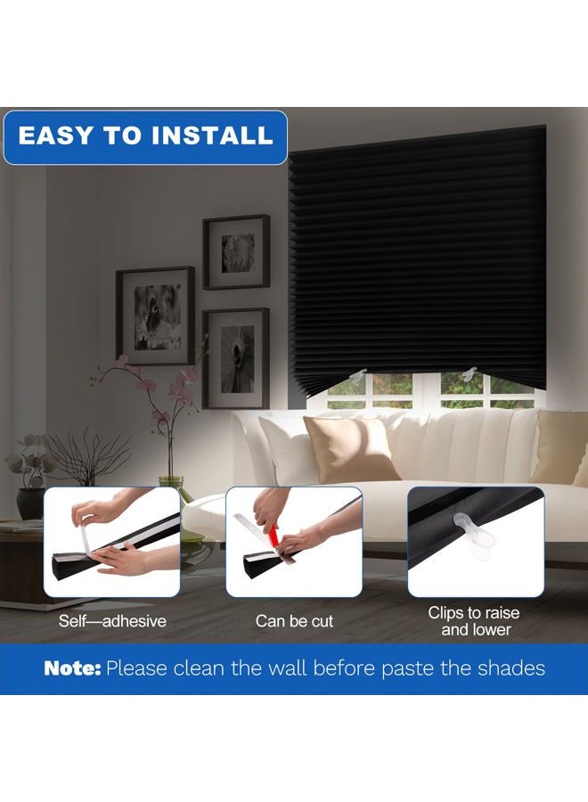 Blinhdome Blackout Paper Window Blinds 36" x 72" - 6 Pack Temporary Cordless Stick On Self-Adhesive No Drill Shades, Darkening Pleated Cover for Bedroom, Kitchen, Patio Door (Black, 100% Paper Material) - Image 4