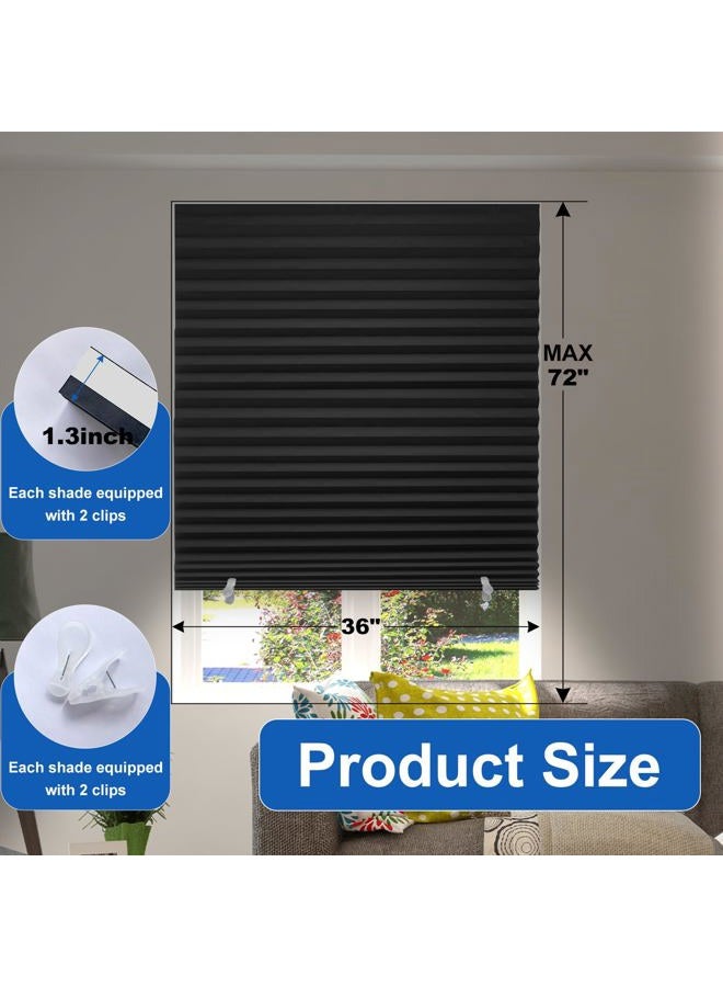 Blinhdome Blackout Paper Window Blinds 36" x 72" - 6 Pack Temporary Cordless Stick On Self-Adhesive No Drill Shades, Darkening Pleated Cover for Bedroom, Kitchen, Patio Door (Black, 100% Paper Material) - Image 3