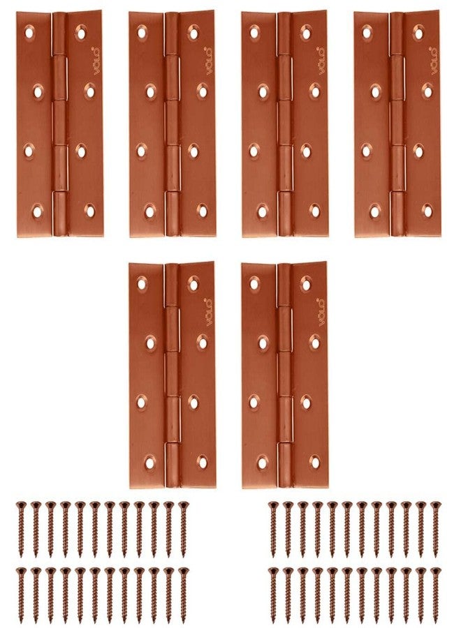 Volo Premium Concealed Door Butt Hinges 4 inch x 12 Gauge/2.5 mm Thickness, Slow Motion Butt Hinge (Stainless Steel) (Pack of 6 Pcs.)(Color - Rose Gold) - Image 1