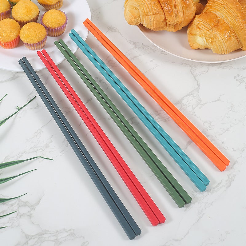 National Fashion Four-Color 24Cm Chinese Steel Core Silicone Chopsticks Fashionable Five Pairs Of Silicone Non-Slip Chopsticks Suit - Image 5