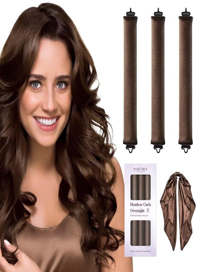 posicurly Heatless Hair Curler Overnight Curls-3 Pcs No Heat Curling Blowout Rod to Sleep In,Hair Rollers with Satin Scarf - Image 1