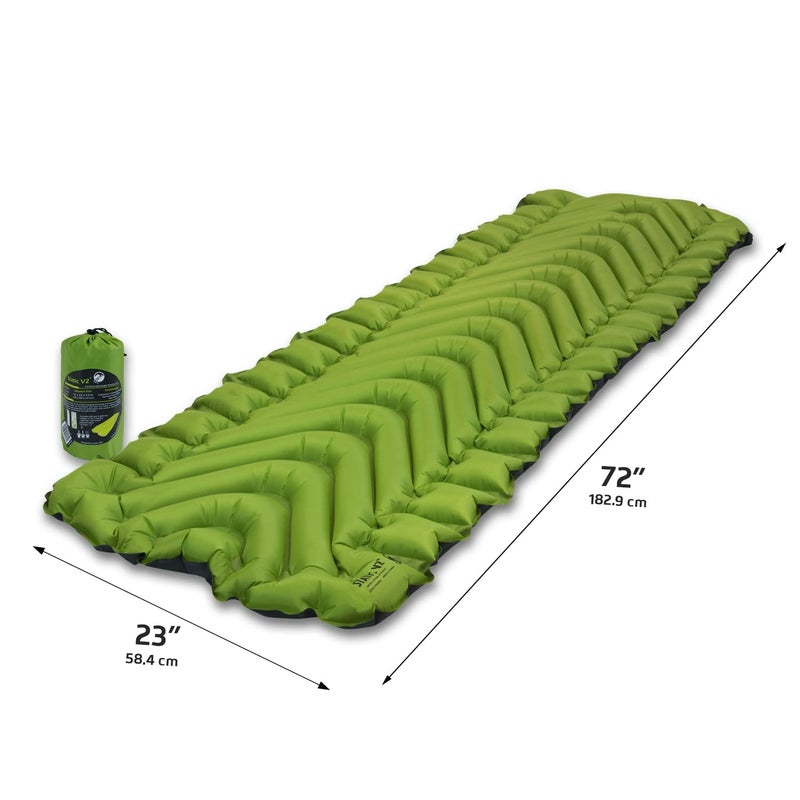 KLYMIT Static V2 Inflatable Sleeping Pad | Portable, Ultralight, Easy to Inflate, Foldable Air Bed for Camping, Backpacking & Hiking â€” Green - Image 2