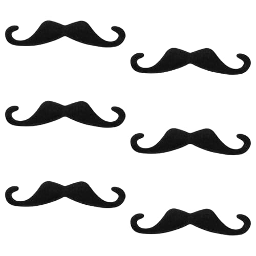 HaiFafafaing 6 Pcs Fake Mustaches Self Adhesive Novelty Moustache Black Mustache Stickers Realistic Facial Hair Fake Beard Costume for Party Halloween Masquerade Cosplay Festival Performance - Image 1