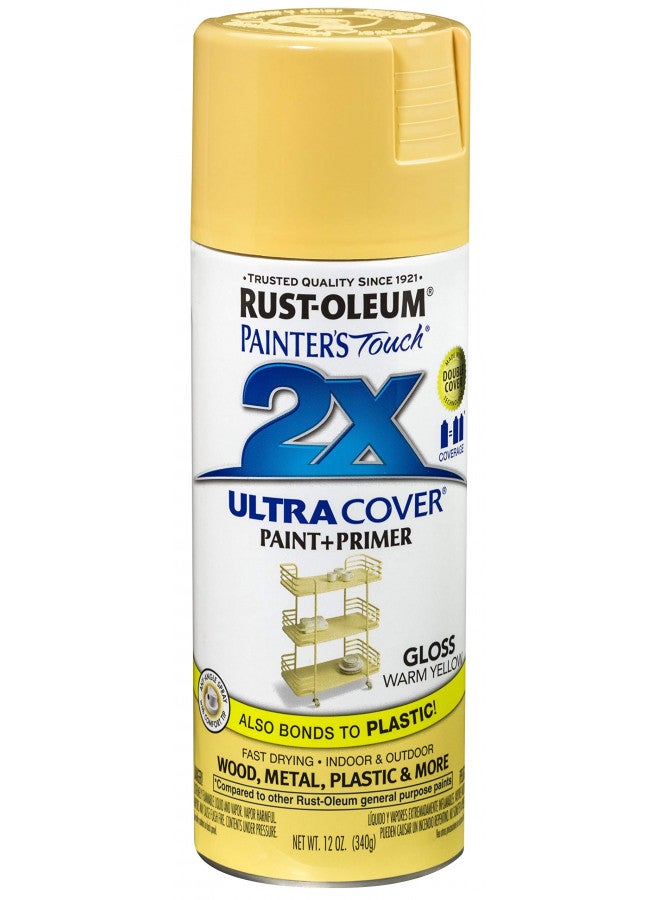 Rust-Oleum 249091 Painter's Touch 2X Ultra Cover Spray Paint, 12 oz, Gloss Warm Yellow - Image 1
