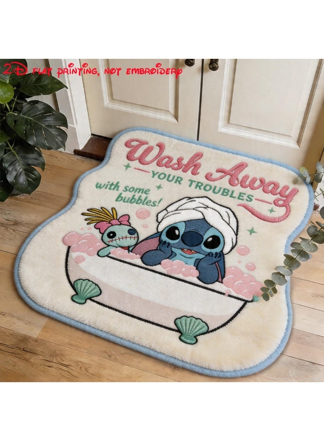 Disney 2D Stitch Family Floor mat, durable material, soft and comfortable, irregular shape decorative carpet, suitable for kitchen, bathroom, living room, bedroom, entrance home use mat | Fun home decoration - Image 1