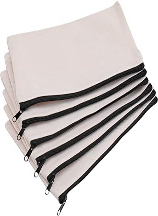 Mluffy Multipurpose Pen Pencil Case Cotton Canvas Zipper Bag | Blank Makeup Bag Plain Pencil Pouch Travel Toiletry Purse for Travel and Work (White) (Pack of 2) - Image 1