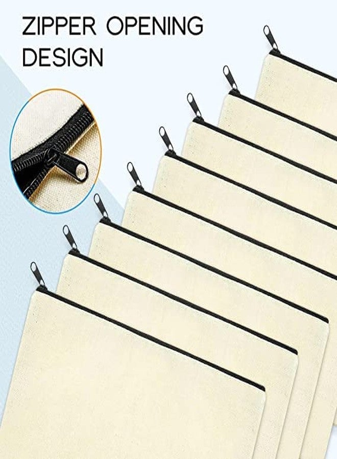 Mluffy Multipurpose Pen Pencil Case Cotton Canvas Zipper Bag | Blank Makeup Bag Plain Pencil Pouch Travel Toiletry Purse for Travel and Work (White) (Pack of 2) - Image 5