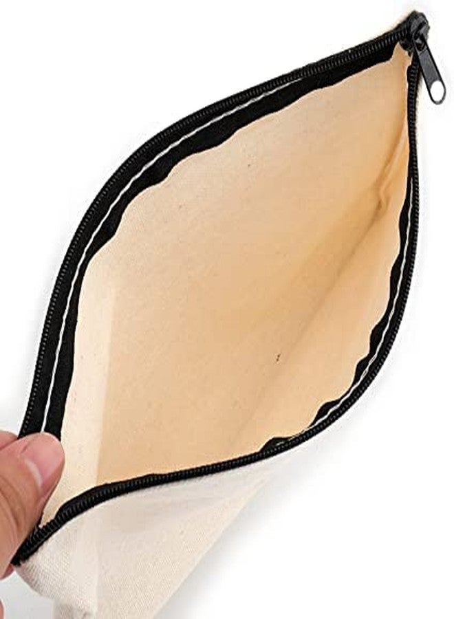 Mluffy Multipurpose Pen Pencil Case Cotton Canvas Zipper Bag | Blank Makeup Bag Plain Pencil Pouch Travel Toiletry Purse for Travel and Work (White) (Pack of 2) - Image 3