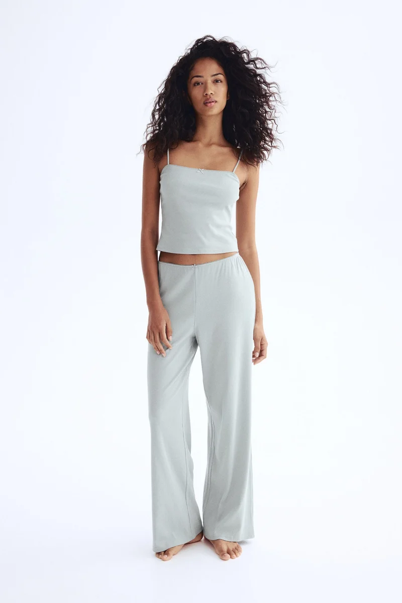 H&M Picot-trimmed ribbed pyjamas
