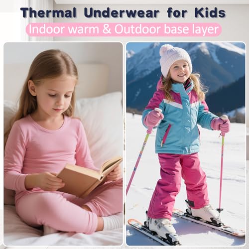 American Trends Girls Underwear Kids Thermal Underwears Toddler Winter Base Layer Long Johns Sets for Boys Dark Pink Large (100) /3T-4T - Image 4
