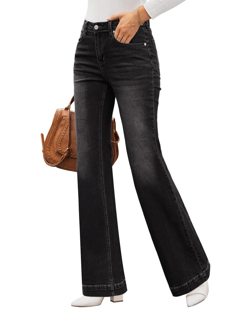 GRAPENT Women's Work Pants for Women Office Womens High Waisted Jeans for Women Stretch Bootcut 70s Clothes Women's Baggy Jeans Western Womens Color Rose Shadow Medium Size 8 Size 10 - Image 2