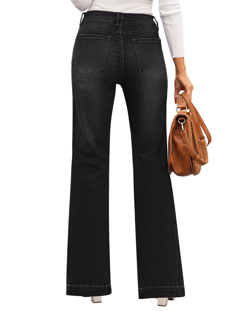 GRAPENT Women's Work Pants for Women Office Womens High Waisted Jeans for Women Stretch Bootcut 70s Clothes Women's Baggy Jeans Western Womens Color Rose Shadow Medium Size 8 Size 10 - Image 4