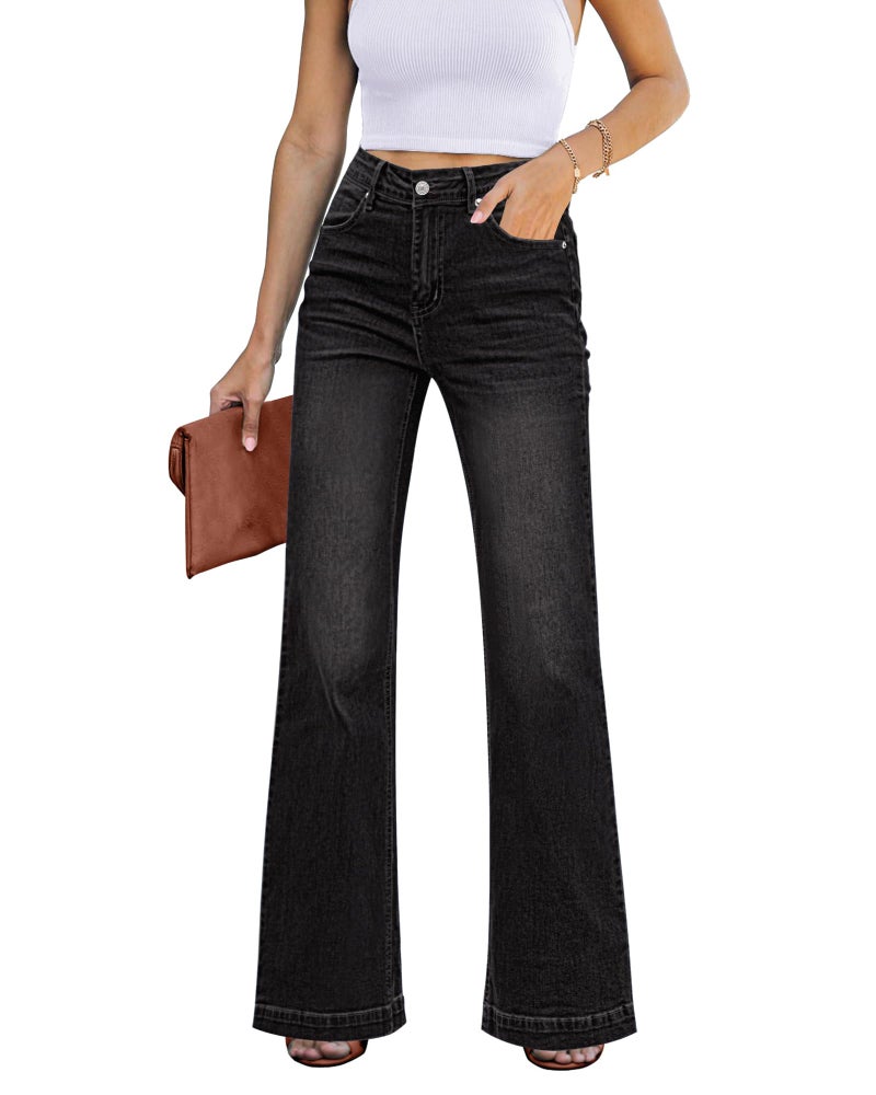 GRAPENT Women's Work Pants for Women Office Womens High Waisted Jeans for Women Stretch Bootcut 70s Clothes Women's Baggy Jeans Western Womens Color Rose Shadow Medium Size 8 Size 10 - Image 1