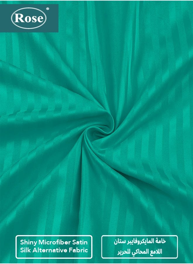 Rose - Rose Luxurious Hotel Stripe Flat Sheet & Fitted Sheet with Deep Pockets and Pillow Cases, Bed Sheet 4-Pieces Set, Soft Microfiber Breathable and Cooling, King Size, Teal - Image 1