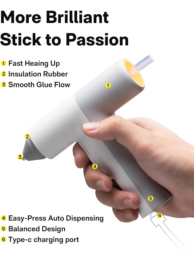 erorex Cordless Hot Glue Gun Rechargeable Easyflow Mini Glue Gun With Fast Preheating Auto Dispense – Perfect For Diy Crafts School Projects And Quick Home Repairs Without Cables - Image 2