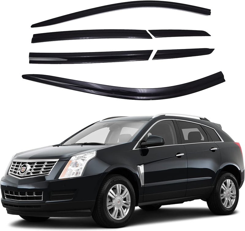 AUTO CLOVER Dark Smoke Side Window Vent Visor 6 Piece Set for Cadillac SRX (2010-2016) - Image 1