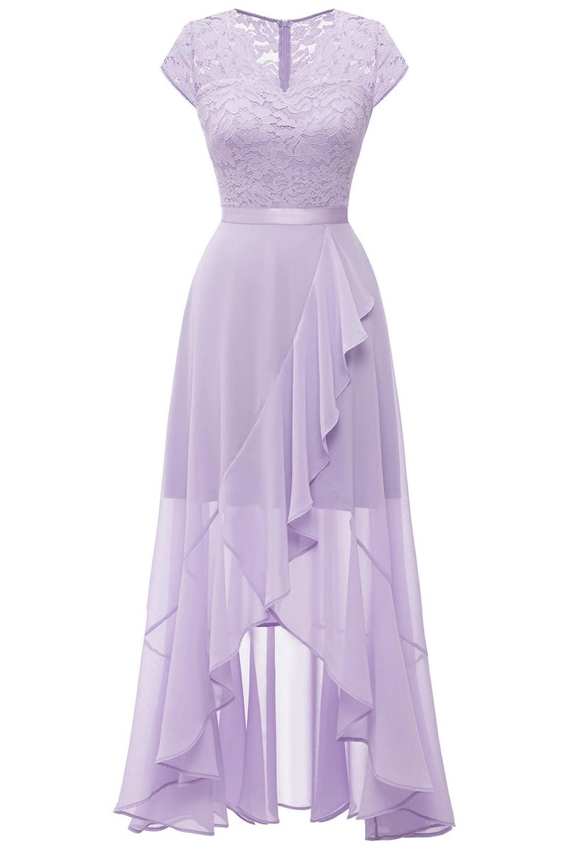 Bbonlinedress Women Lilac Wedding Guest Dresses Bridesmaid Mother of Bride Semi Formal Hi-lo Elegant Cocktail Prom Evening Party Dress Lavender M - Image 5