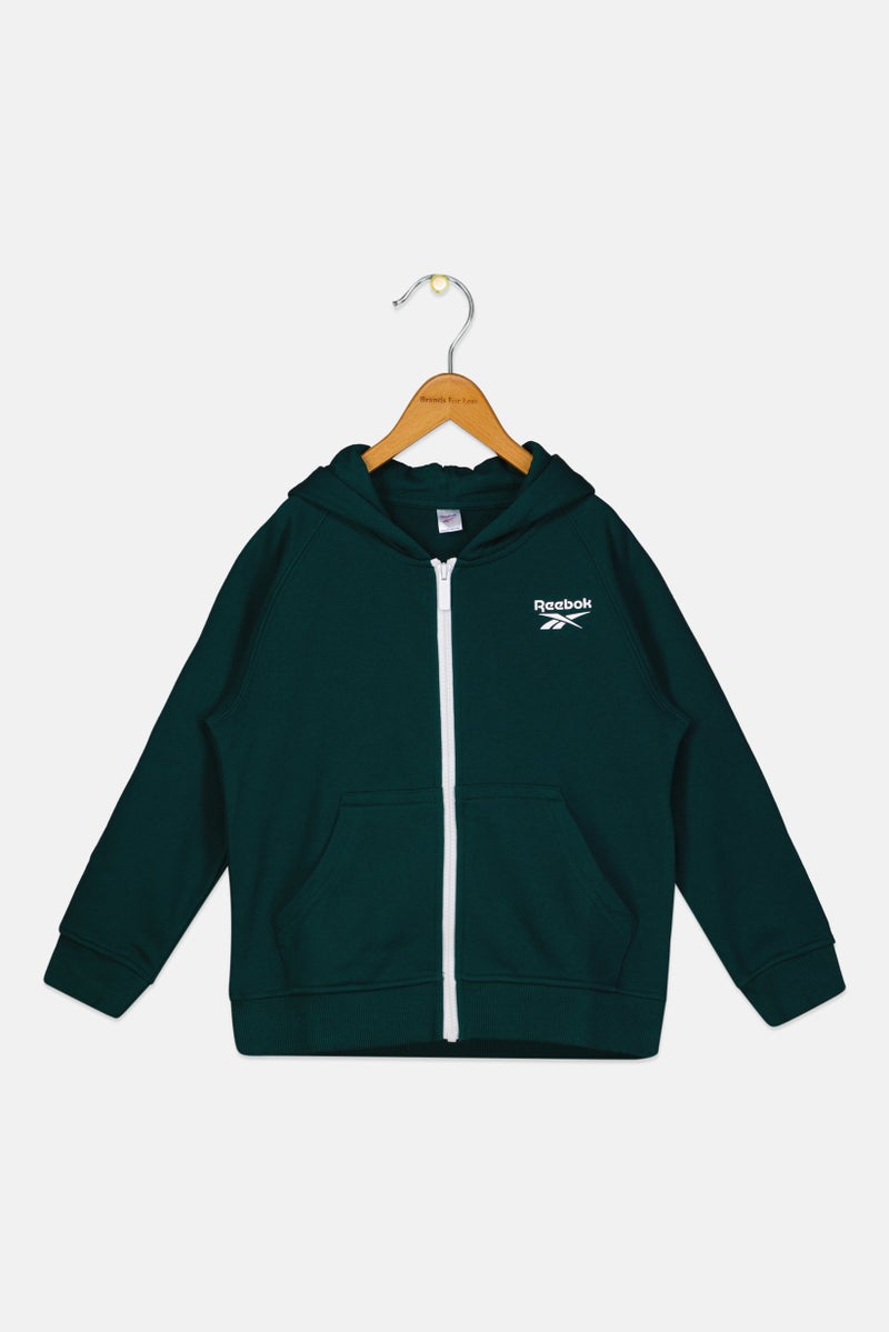 Reebok Kids Boy Sportswear Fit Long Sleeve Outdoor Hoodies, Green - Image 1