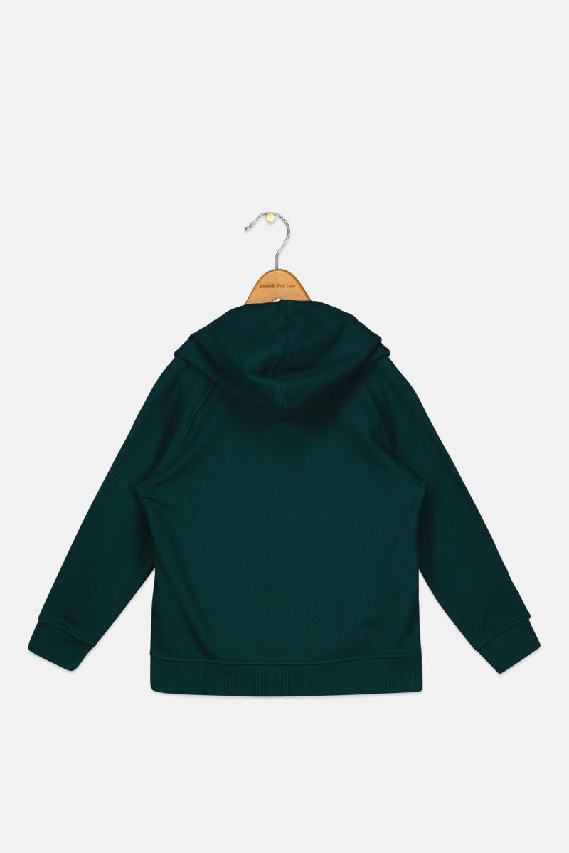 Reebok Kids Boy Sportswear Fit Long Sleeve Outdoor Hoodies, Green - Image 2