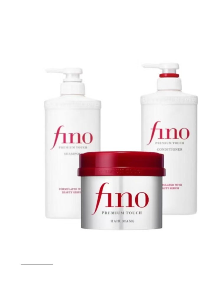 Fino Premium Touch Hair Care Set Shampoo 550ml Conditioner 550ml Mask 230g For Repairing Dry & Damaged Hair - Image 2