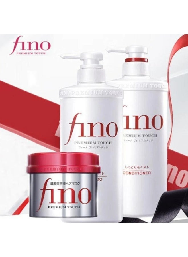 Fino Premium Touch Hair Care Set Shampoo 550ml Conditioner 550ml Mask 230g For Repairing Dry & Damaged Hair - Image 1